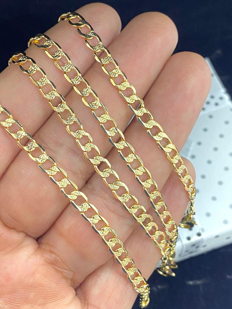 Mens Womens Curb Chain Diamond Cut Design 14K Gold Filled Gifts 20" 24" Fashion Style