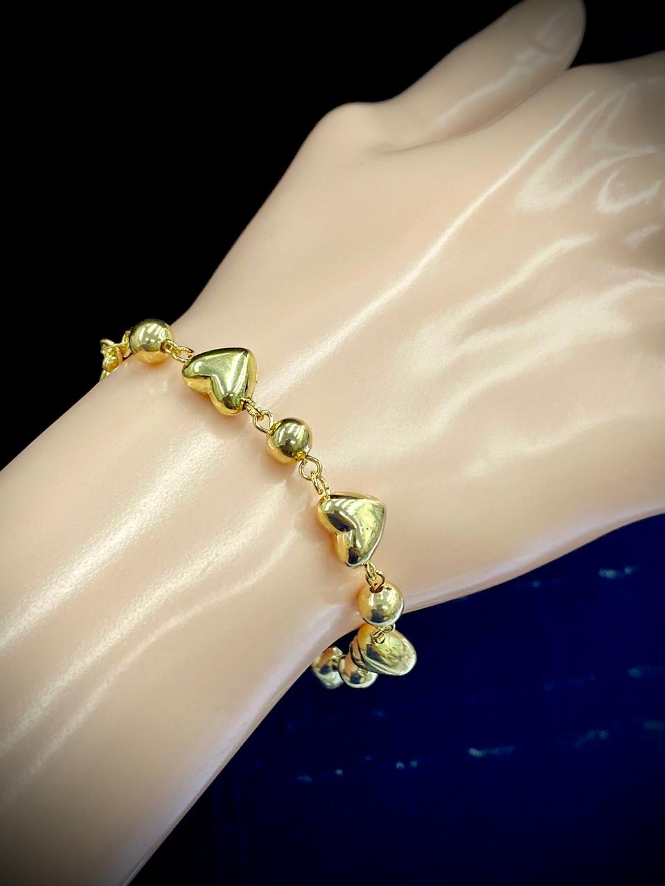 14K Gold Filled Newborn Baby Bracelet Kids Heart Design Minimalist 5.75" Pulsera De Bebe