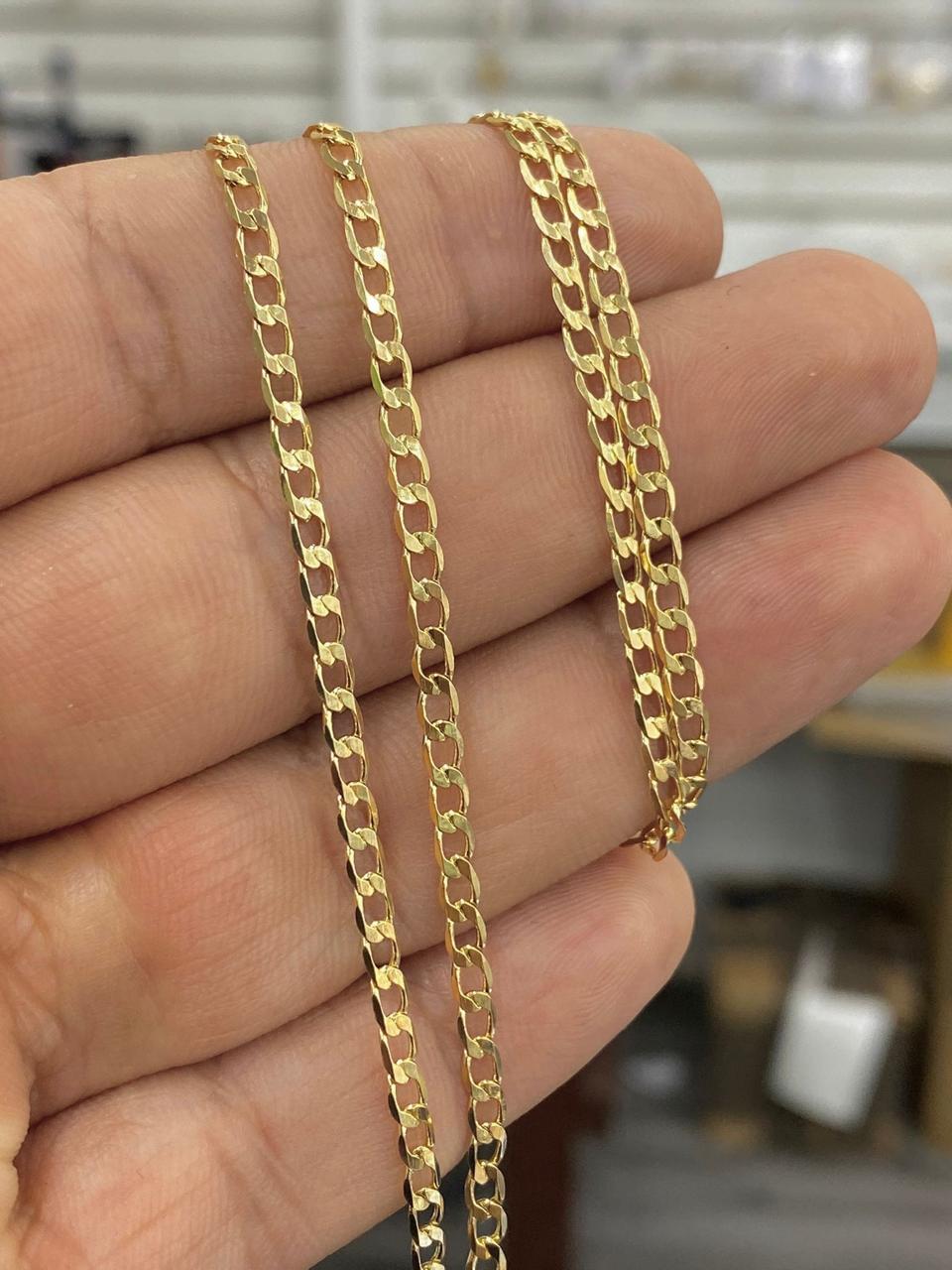 Miami Curb Necklace For Womens Mens Chains 14K Gold Filled Fashion Cadena 24" Stylish