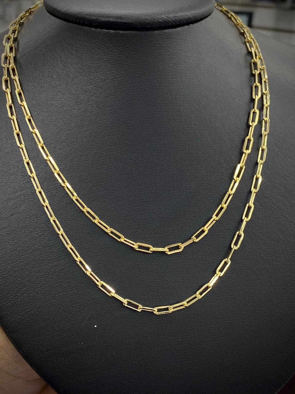 Paper Clip Chain Necklace Chocker 3.5mm Womens Girls Gargantilla para Mujer Gold Filled