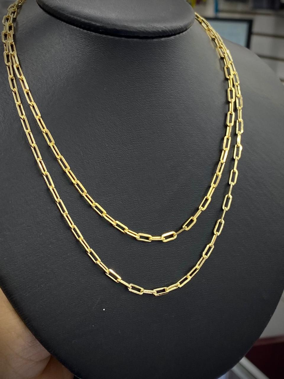 Paper Clip Chain Necklace Chocker 3.5mm Womens Girls Gargantilla para Mujer Gold Filled