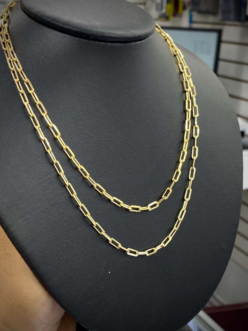 Paper Clip Chain Necklace Chocker 3.5mm Womens Girls Gargantilla para Mujer Gold Filled