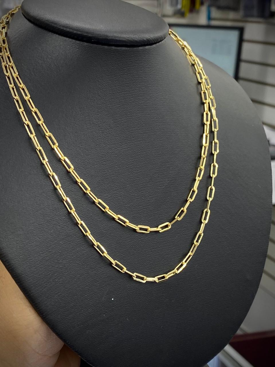 Paper Clip Chain Necklace Chocker 3.5mm Womens Girls Gargantilla para Mujer Gold Filled