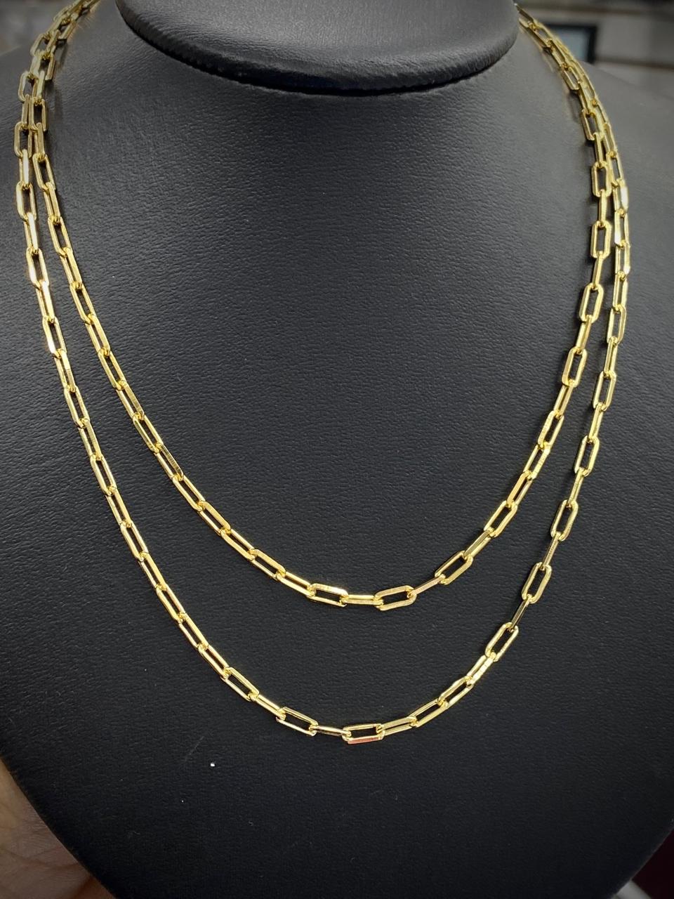 Paper Clip Chain Necklace Chocker 3.5mm Womens Girls Gargantilla para Mujer Gold Filled