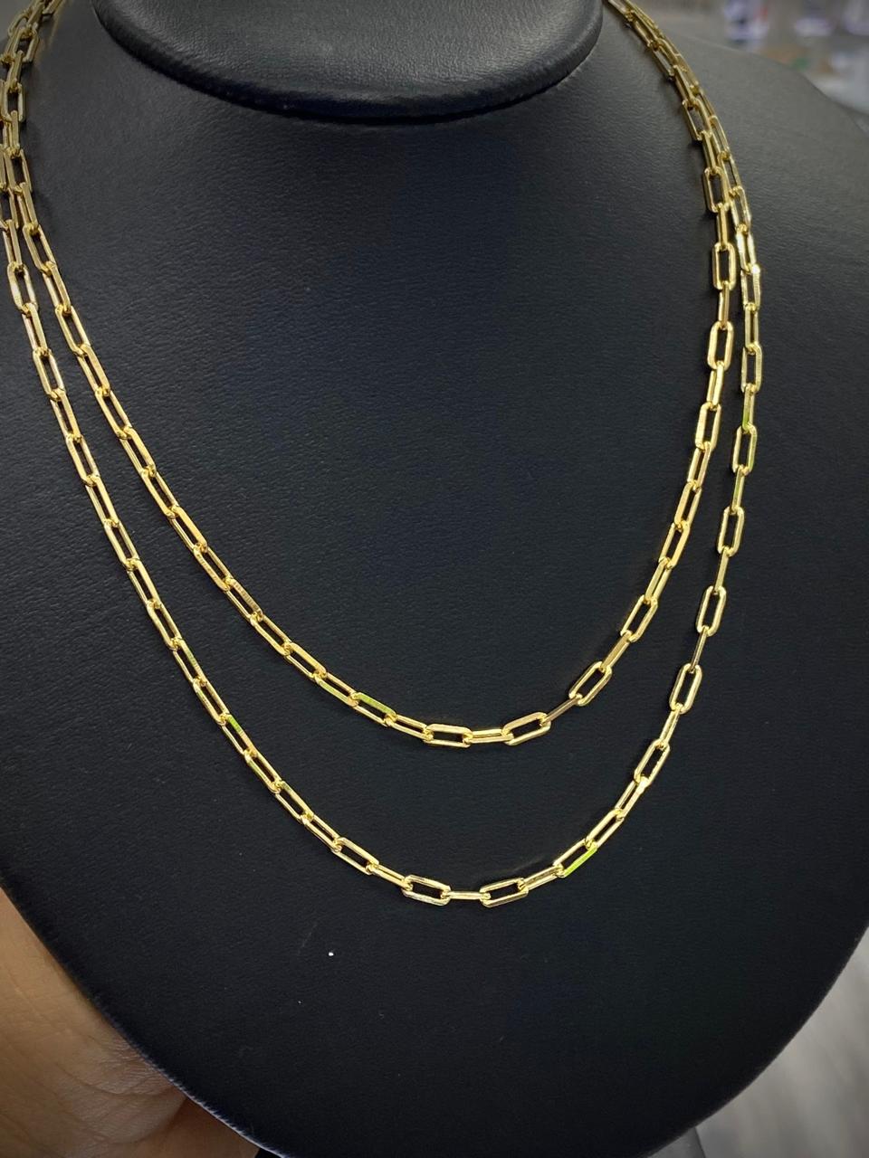 Paper Clip Chain Necklace Chocker 3.5mm Womens Girls Gargantilla para Mujer Gold Filled