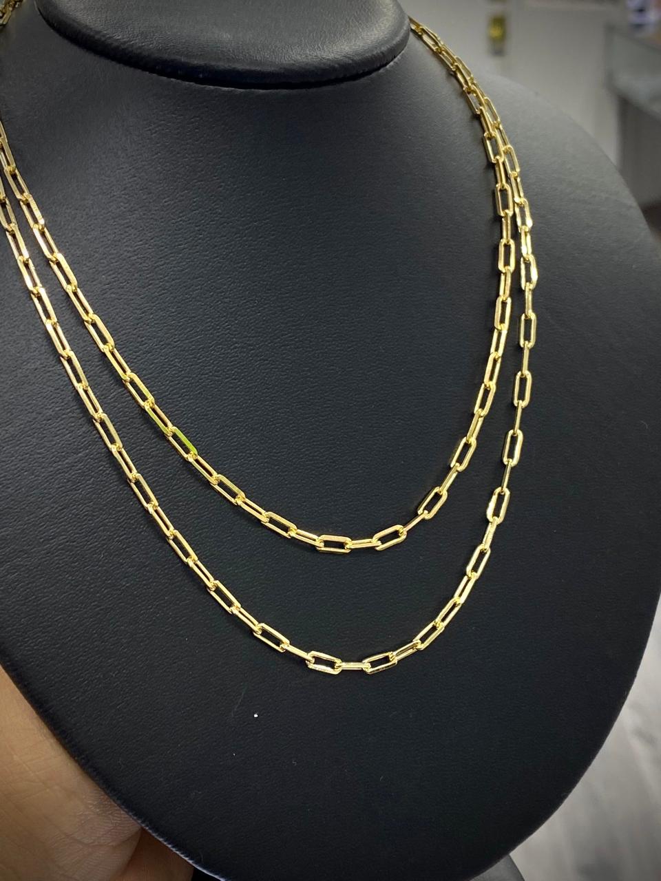 Paper Clip Chain Necklace Chocker 3.5mm Womens Girls Gargantilla para Mujer Gold Filled