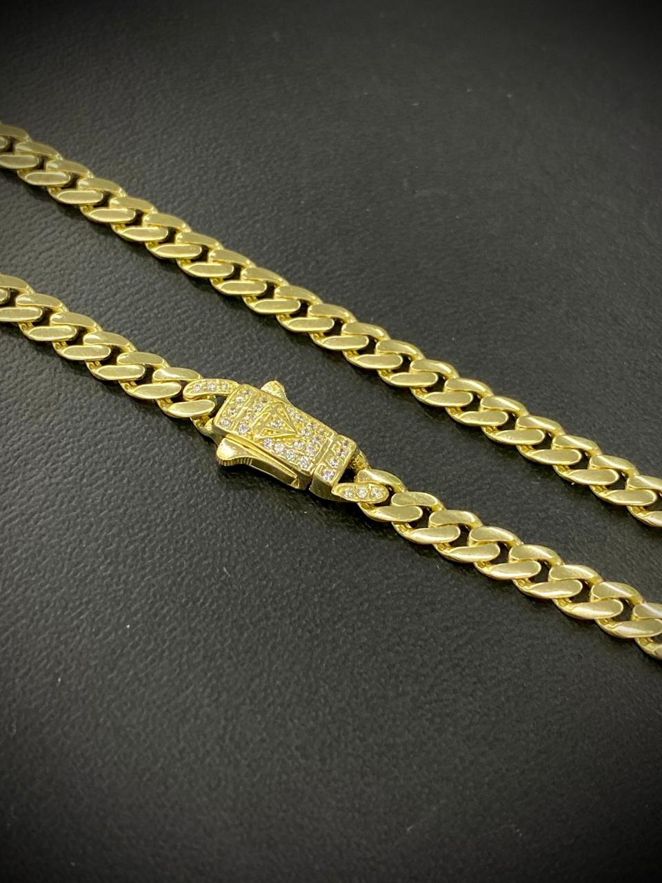 14K Yellow Gold Monaco Anklet Bracelet Womens Box Clasp 10" 5mm CZ Foot Bracelet