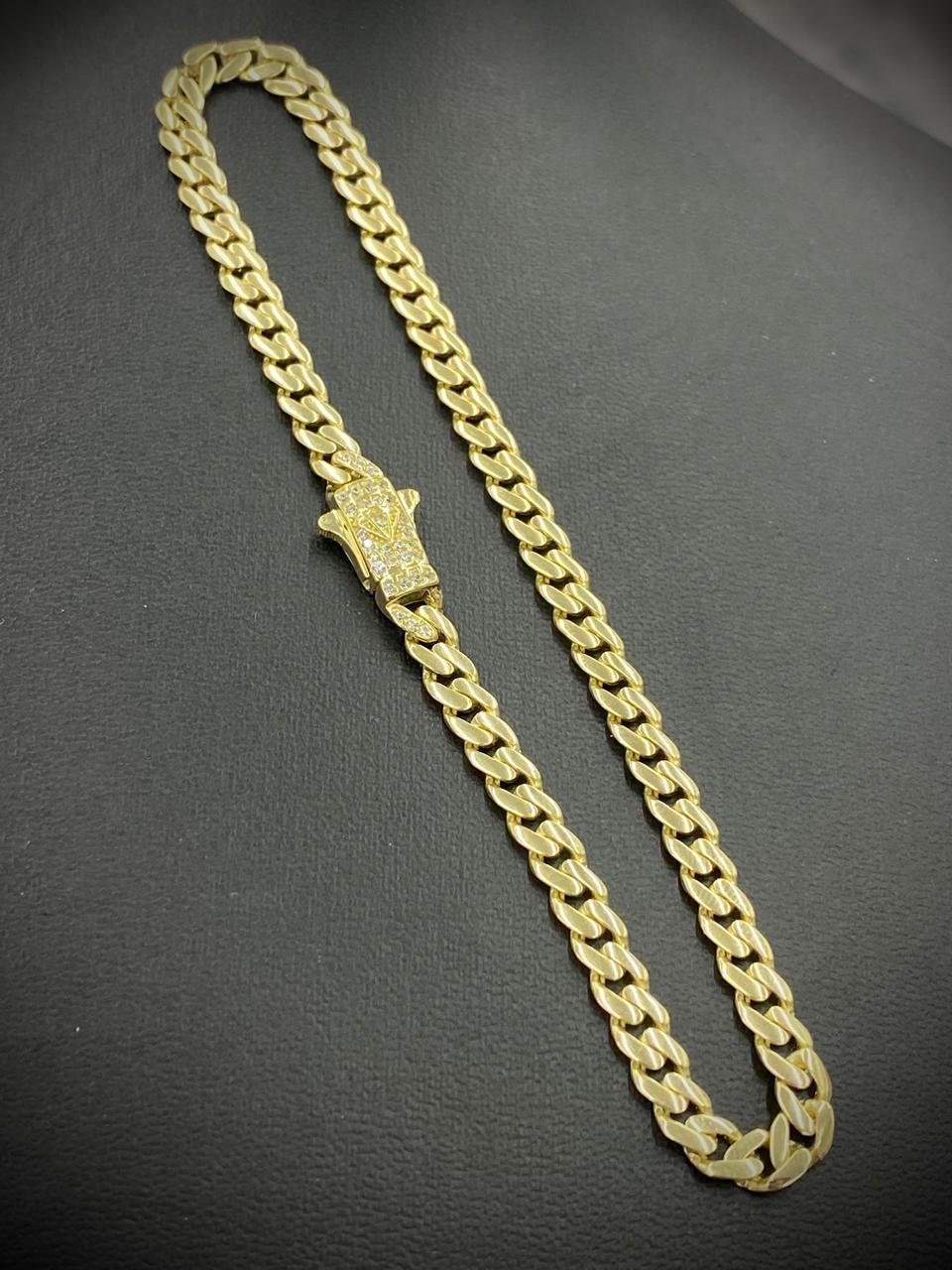 14K Yellow Gold Monaco Anklet Bracelet Womens Box Clasp 10" 5mm CZ Foot Bracelet