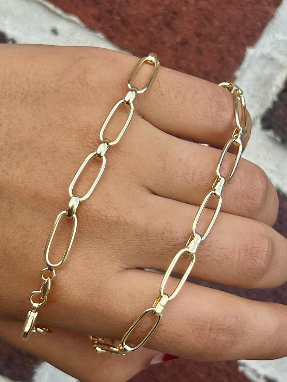 Paper Clip Chunky Bracelet 7.5" For Women and Girls 14K Gold Filled