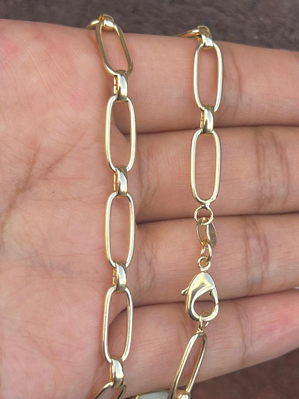 Paper Clip Chunky Bracelet 7.5" For Women and Girls 14K Gold Filled