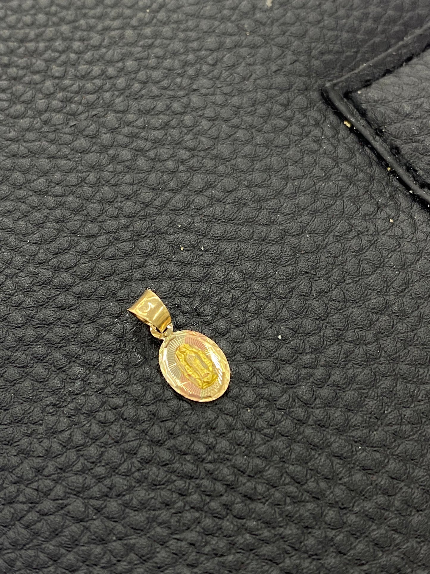 14K Gold Tri Color Virgen de Guadalupe Necklace