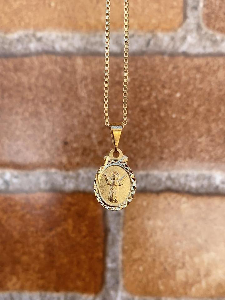 14K Gold Filled Baby Jesus Necklace Box Link Chain 16"