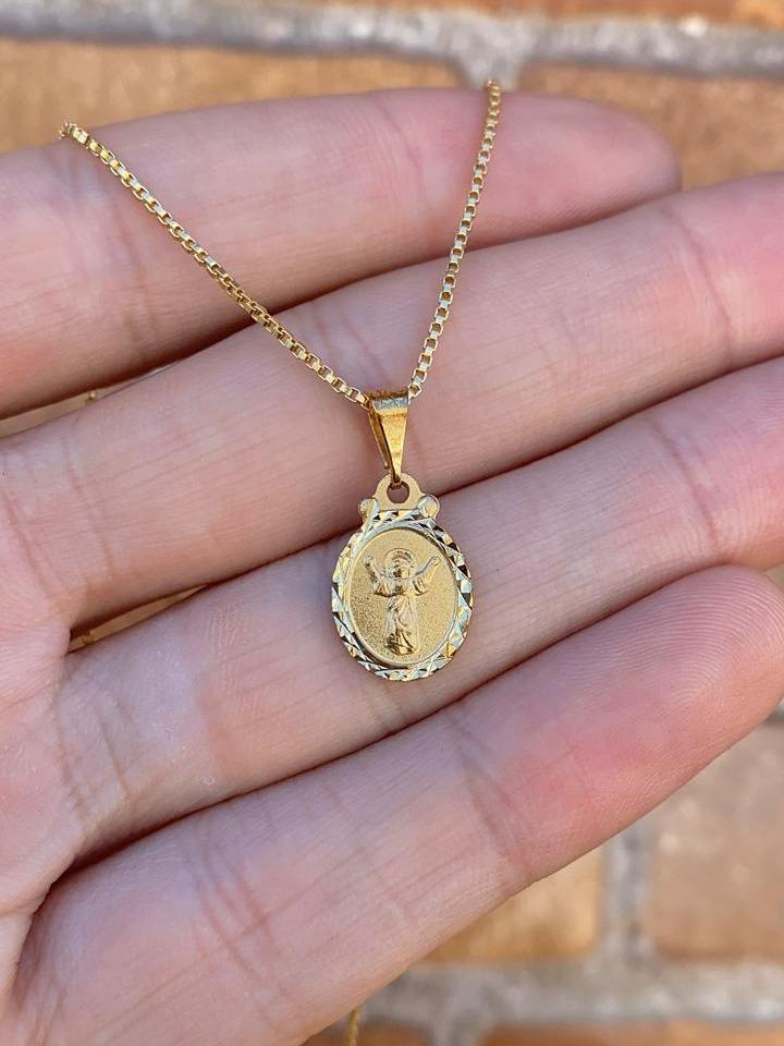 14K Gold Filled Baby Jesus Necklace Box Link Chain 16"