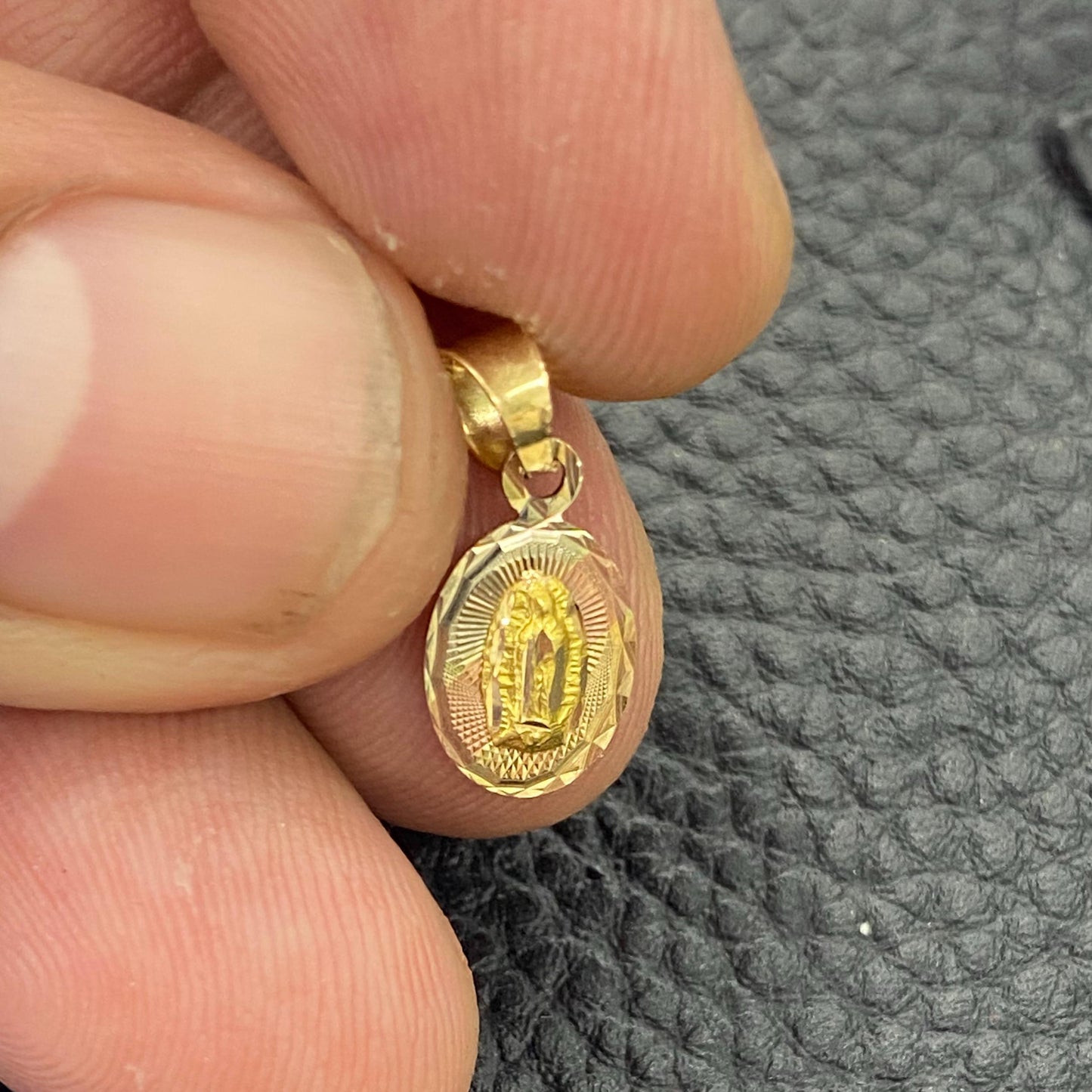 14K Gold Tri Color Virgen de Guadalupe Necklace