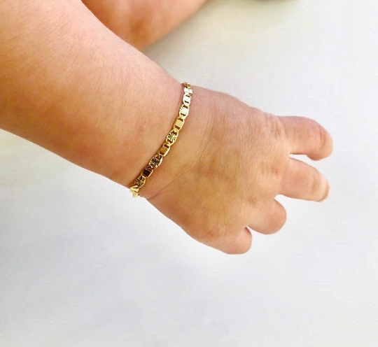 Pulseira para bebês recém-nascidos/crianças meninos/meninas banhada a ouro Valentino Link joias para famílias