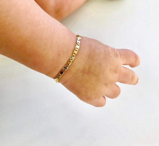 Newborn Baby/Childrens Boys/Girls Gold Filled Baby Bracelet Valentino Link Family Jewelry
