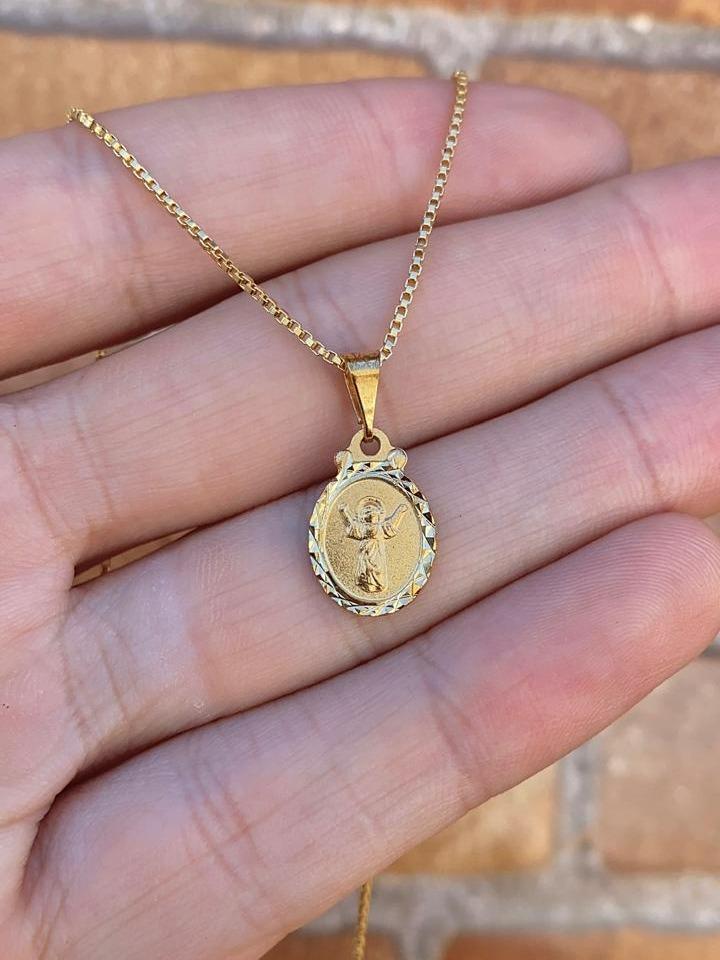 14K Gold Filled Baby Jesus Necklace Box Link Chain 16"