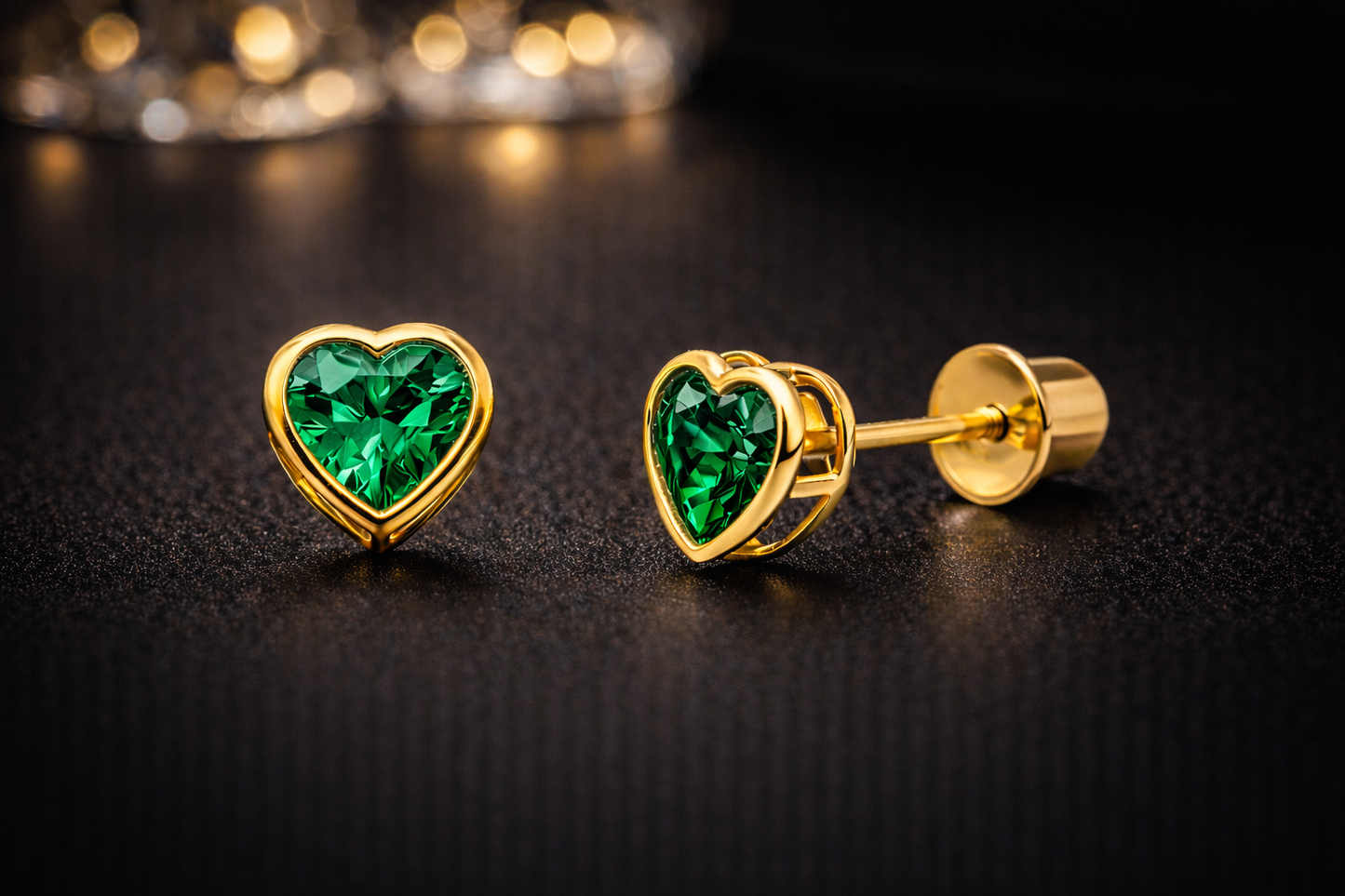 14K Yellow Gold CZ Studs Birth Stones Earrings for Womens Kids