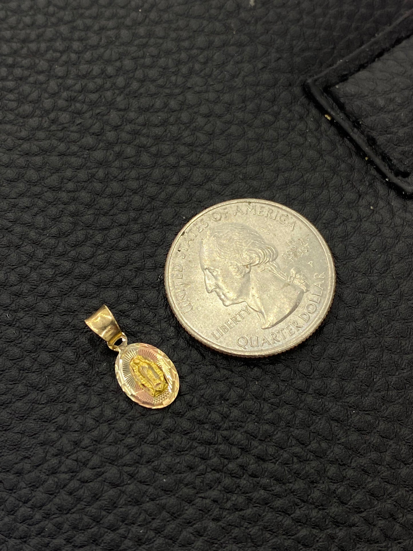 14K Gold Tri Color Virgen de Guadalupe Necklace
