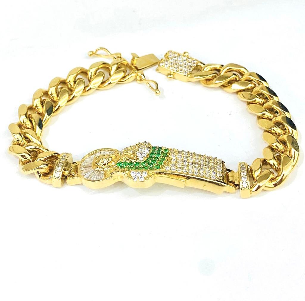 Mens San Judas Bracelet CZ 14K Gold Filled Gifts for Him Pulsera de San Juditas Tadeo