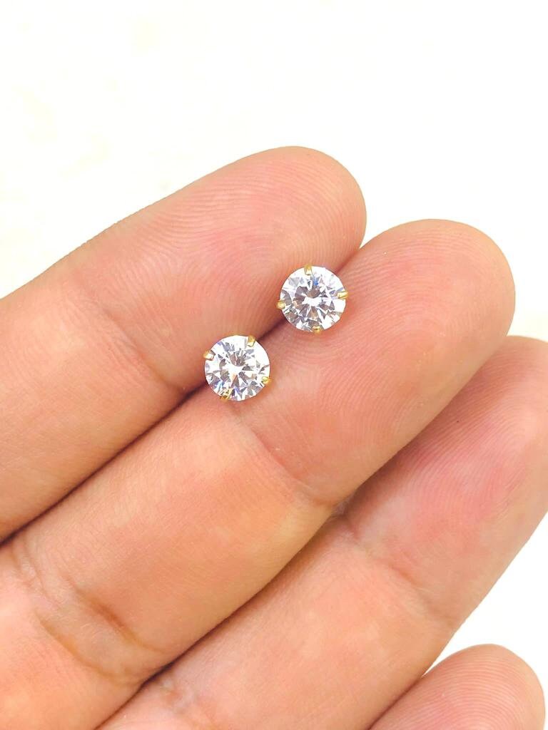 Moissanite AAA Stud Earrings Screw Back 14K Yellow Gold for Womens Mens Girls Gifts