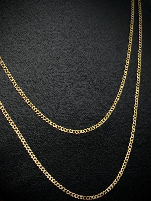 10K Yellow Gold Two Tone 1.8mm Cuban Chain Necklace for Baby Adults Unisex Diamond Cut