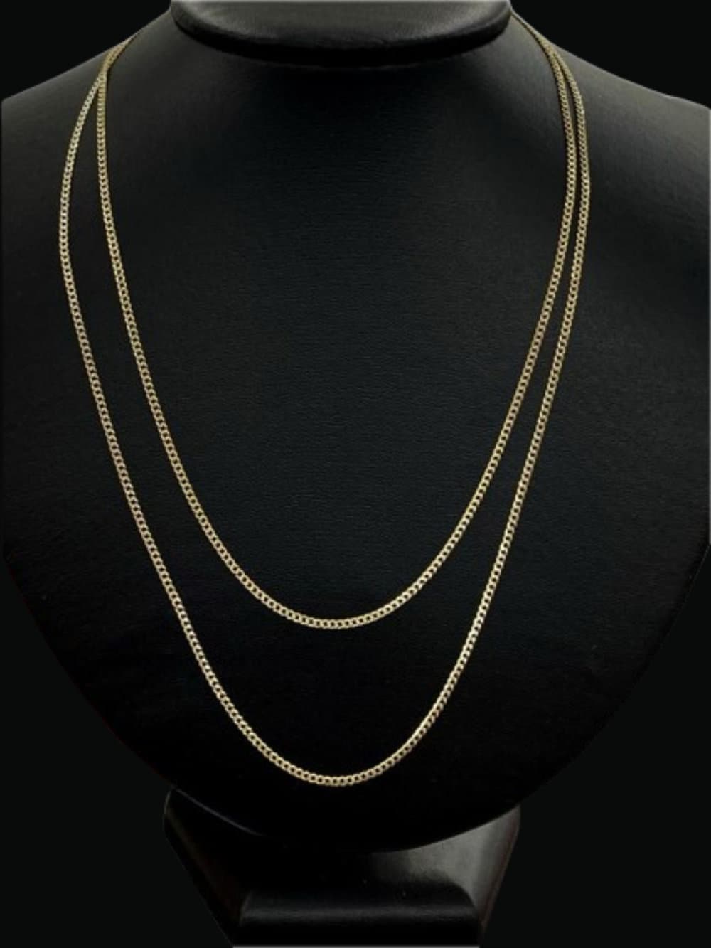 10K Yellow Gold Two Tone 1.8mm Cuban Chain Necklace for Baby Adults Unisex Diamond Cut