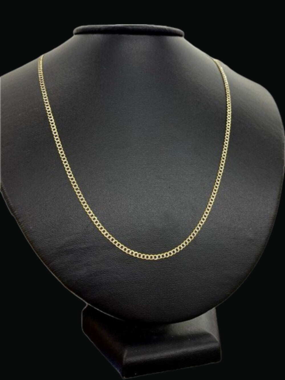 10K Yellow Gold Cuban Chain Necklace Two Tone 2.4mm for Kids Womens Mens Diamond Cut